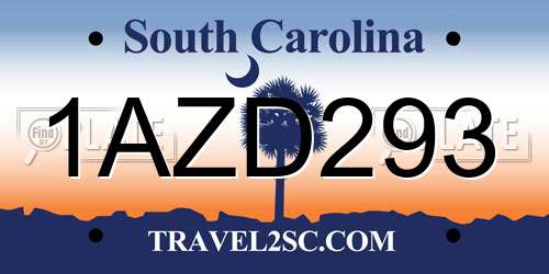 1AZD293 South Carolina License Plate