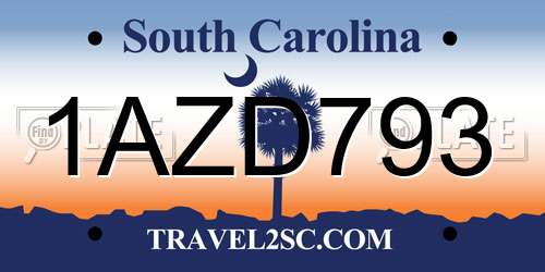 1AZD793 South Carolina License Plate