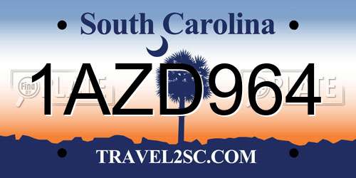 1AZD964 South Carolina License Plate