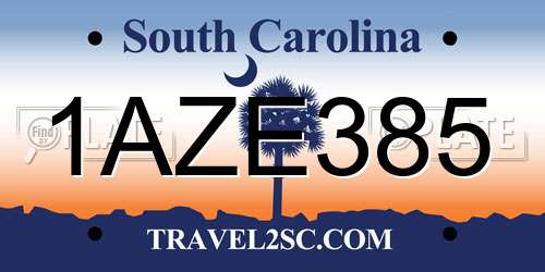 1AZE385 South Carolina License Plate