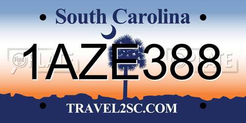 1AZE388 South Carolina License Plate