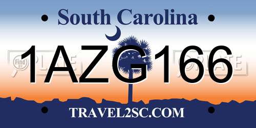 1AZG166 South Carolina License Plate