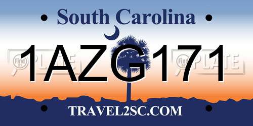1AZG171 South Carolina License Plate