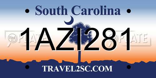1AZI281 South Carolina License Plate