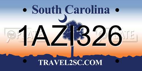 1AZI326 South Carolina License Plate