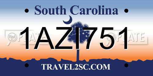 1AZI751 South Carolina License Plate