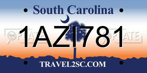 1AZI781 South Carolina License Plate