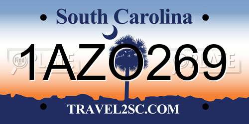 1AZO269 South Carolina License Plate
