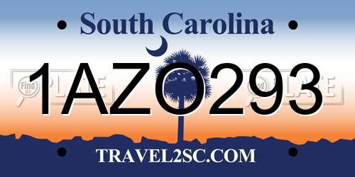 1AZO293 South Carolina License Plate