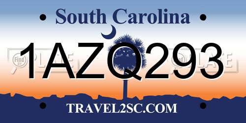 1AZQ293 South Carolina License Plate