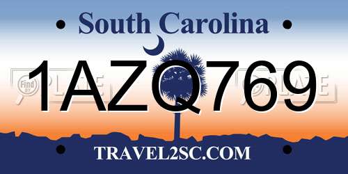 1AZQ769 South Carolina License Plate