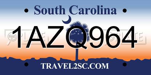 1AZQ964 South Carolina License Plate