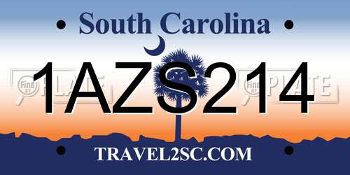 1AZS214 South Carolina License Plate