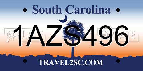 1AZS496 South Carolina License Plate