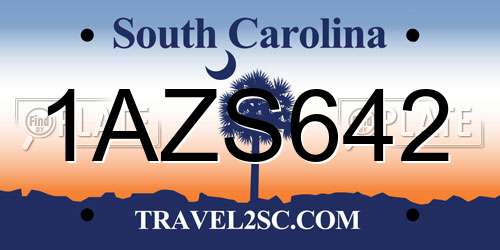 1AZS642 South Carolina License Plate
