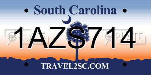 1AZS714 South Carolina License Plate