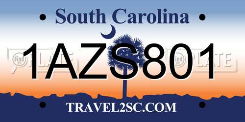1AZS801 South Carolina License Plate