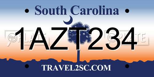 1AZT234 South Carolina License Plate