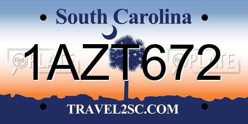 1AZT672 South Carolina License Plate