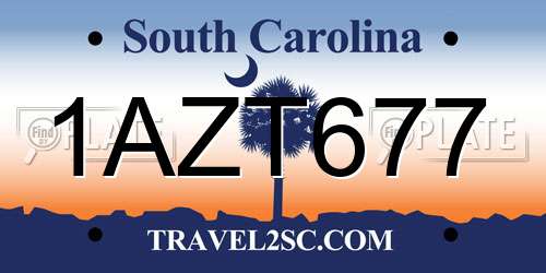 1AZT677 South Carolina License Plate