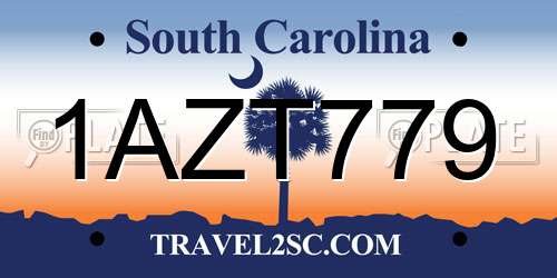1AZT779 South Carolina License Plate