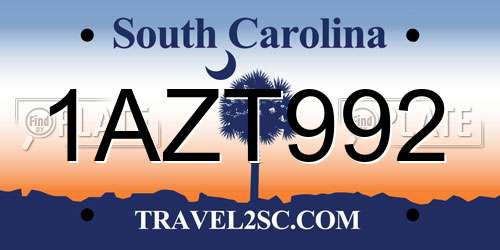 1AZT992 South Carolina License Plate