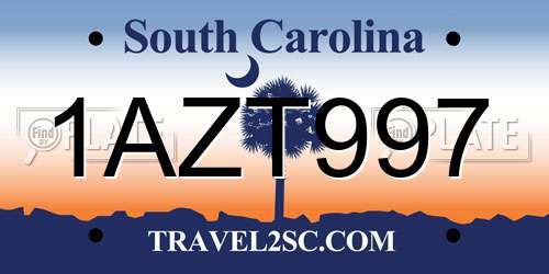 1AZT997 South Carolina License Plate