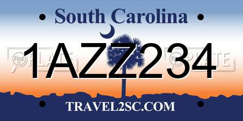 1AZZ234 South Carolina License Plate