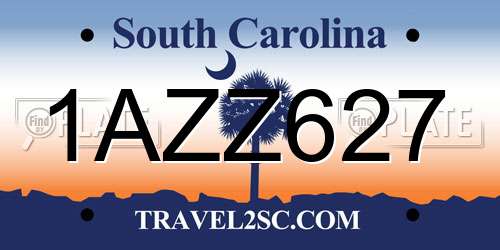 1AZZ627 South Carolina License Plate
