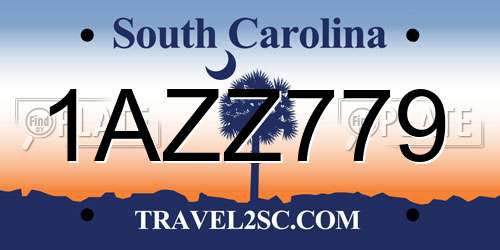 1AZZ779 South Carolina License Plate