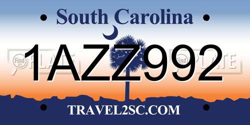 1AZZ992 South Carolina License Plate