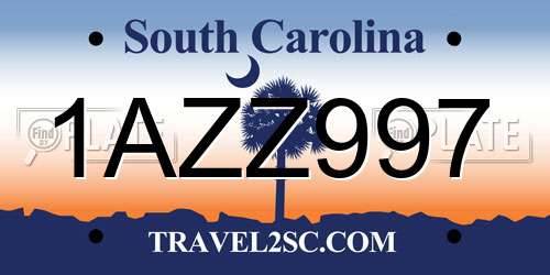 1AZZ997 South Carolina License Plate