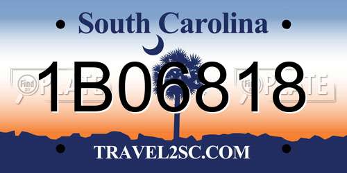 1B06818 South Carolina License Plate
