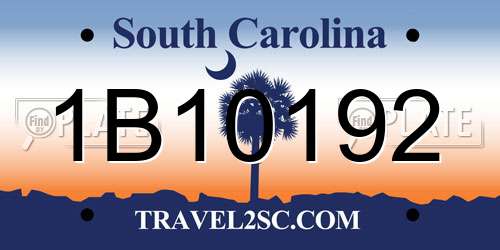 1B10192 South Carolina License Plate