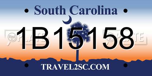 1B15158 South Carolina License Plate