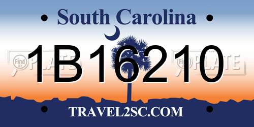 1B16210 South Carolina License Plate