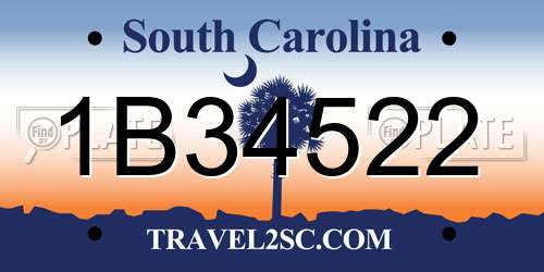 1B34522 South Carolina License Plate