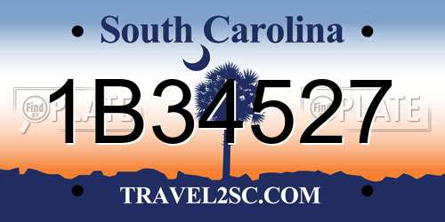 1B34527 South Carolina License Plate