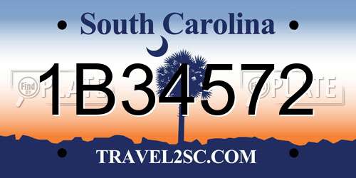 1B34572 South Carolina License Plate