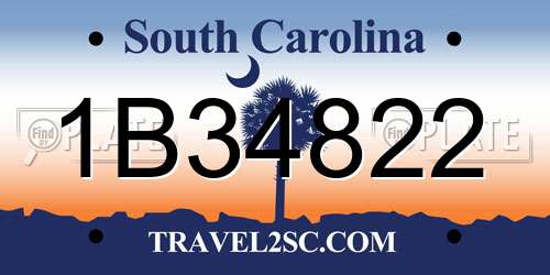 1B34822 South Carolina License Plate