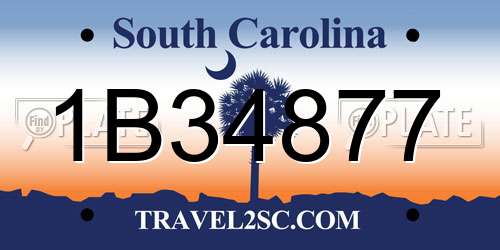 1B34877 South Carolina License Plate