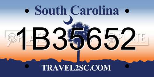 1B35652 South Carolina License Plate