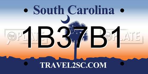 1B37B1 South Carolina License Plate