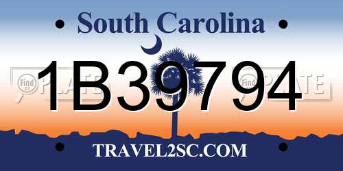 1B39794 South Carolina License Plate
