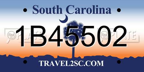 1B45502 South Carolina License Plate