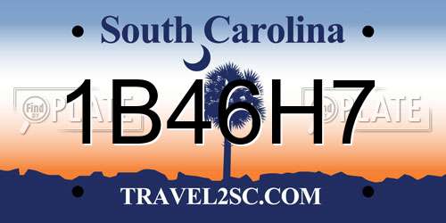 1B46H7 South Carolina License Plate