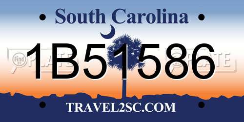 1B51586 South Carolina License Plate