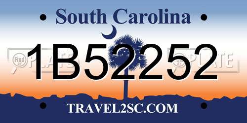 1B52252 South Carolina License Plate