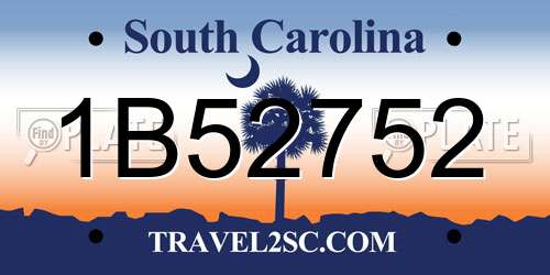 1B52752 South Carolina License Plate