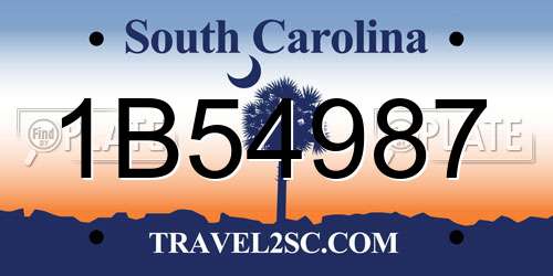 1B54987 South Carolina License Plate